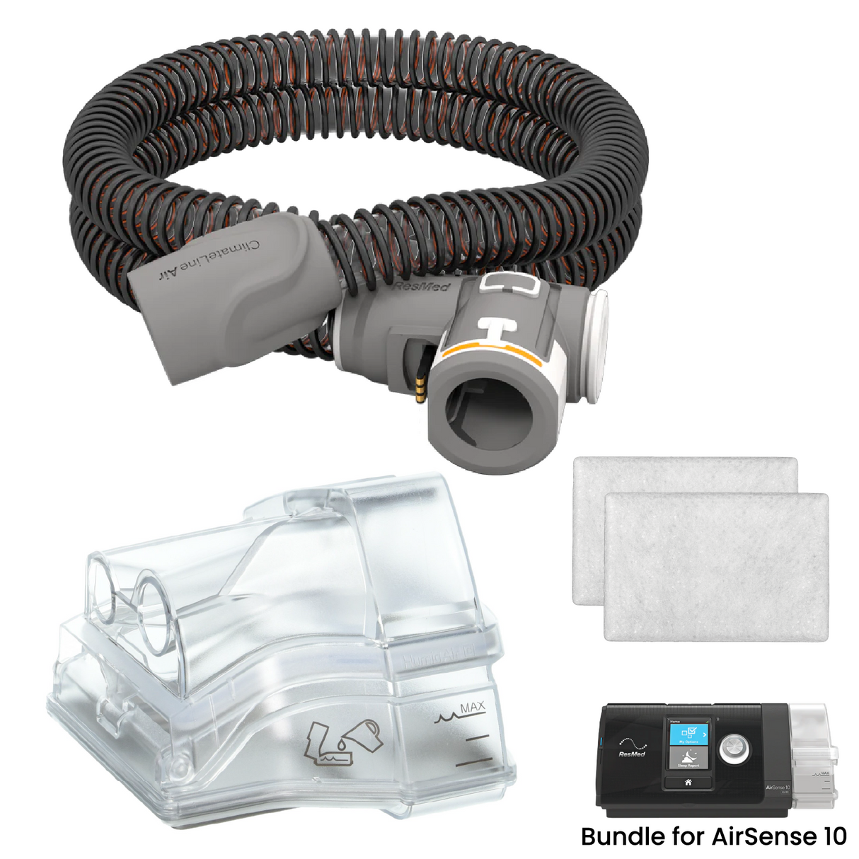 ResMed AirSense 10 Resupply Bundle - Replacement Heated Hose, Water Tank, and Filters